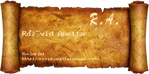 Rövid Anetta névjegykártya